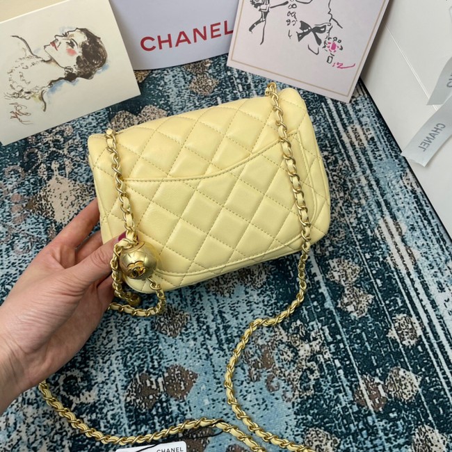 Chanel MINI Flap Bag Original Sheepskin Leather 1115  light yellow