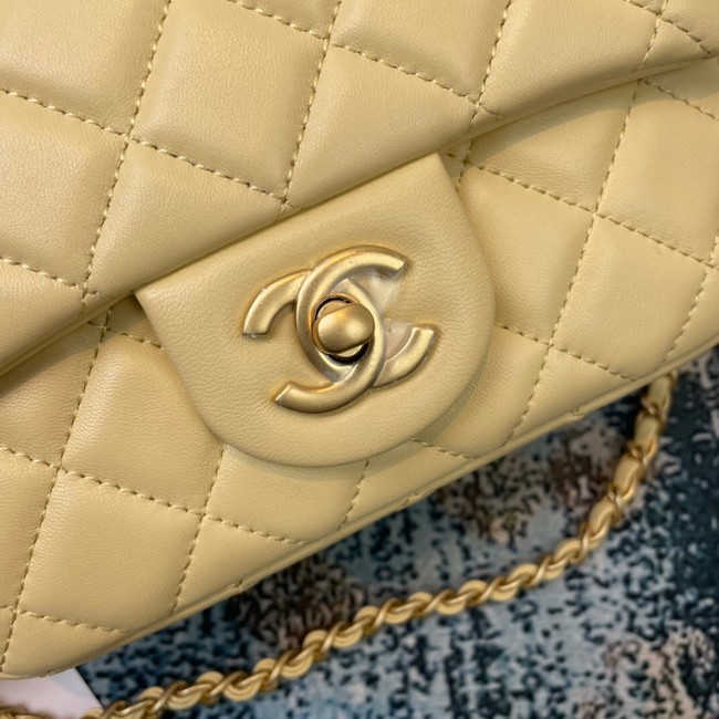 Chanel MINI Flap Bag Original Sheepskin Leather 1115  light yellow