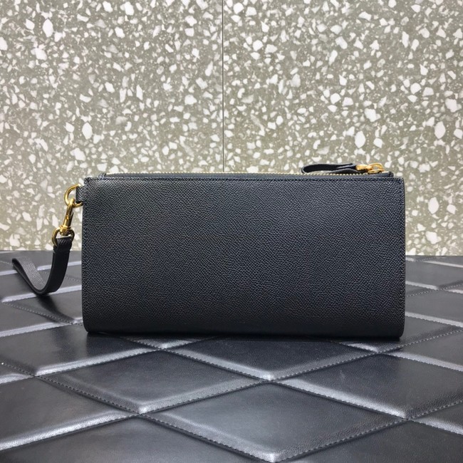 VALENTINO GARAVANI Stud Sign Grained Calfskin clutch bag 0600 black