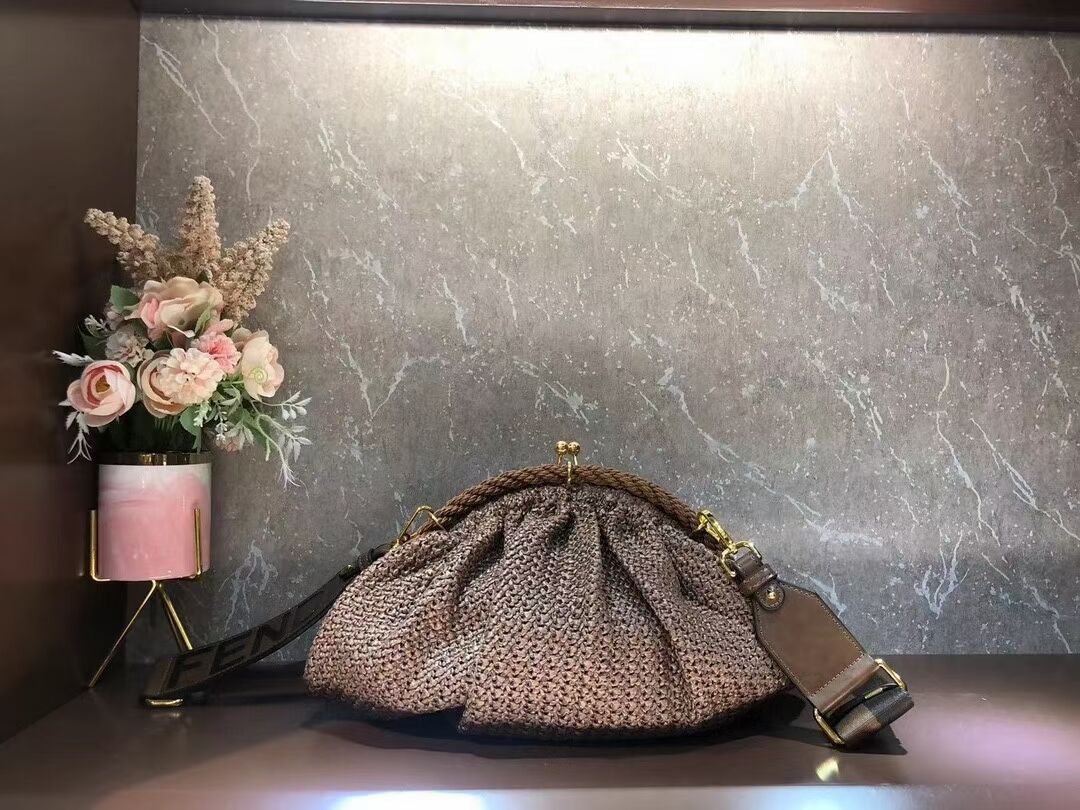 FENDI  raffia bag F7641 light brown