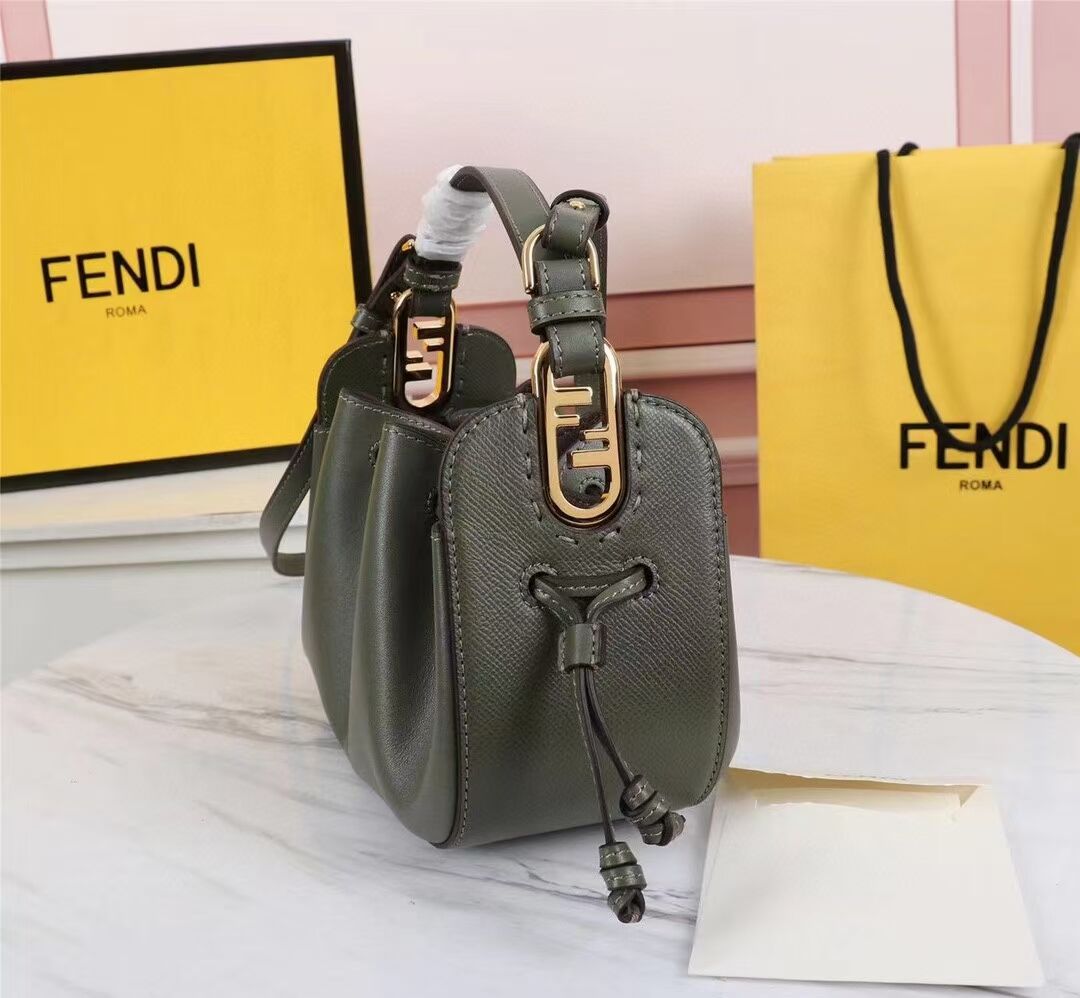 FENDI TOUCH leather bag 8BS059 blackish green