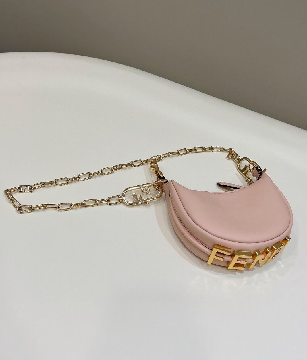 Fendi Nano Fendigraphy Pink leather charm 7AS089A