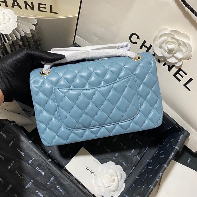 Chanel classic handbag Lambskin&gold Metal 01112 blue