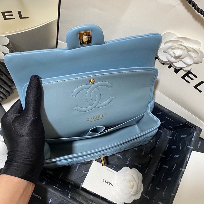 Chanel classic handbag Lambskin&gold Metal 01112 blue