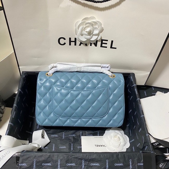 Chanel classic handbag Lambskin&gold Metal 01112 blue