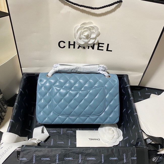 Chanel classic handbag Lambskin&silver Metal 01112 blue