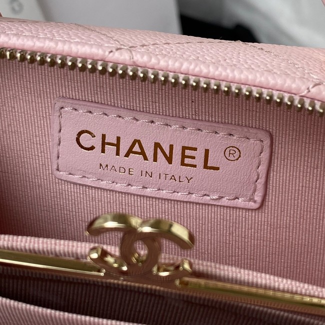 Chanel Grained Calfskin mini flap bag with top handle AS2431 pink