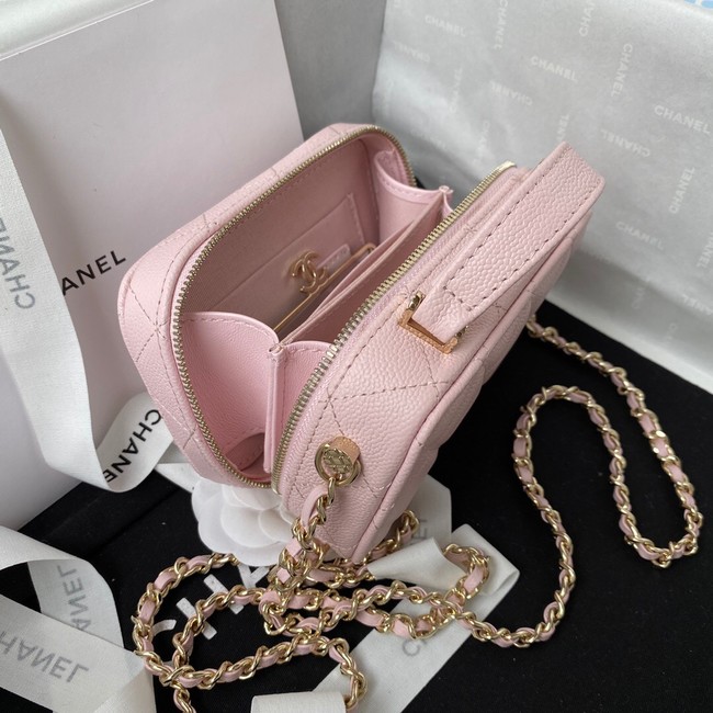 Chanel Grained Calfskin mini flap bag with top handle AS2431 pink