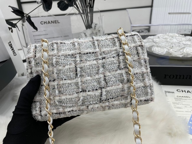 CHANEL Tweed Braided Sheepskin & Gold-Tone Metal AS01116-1 gray