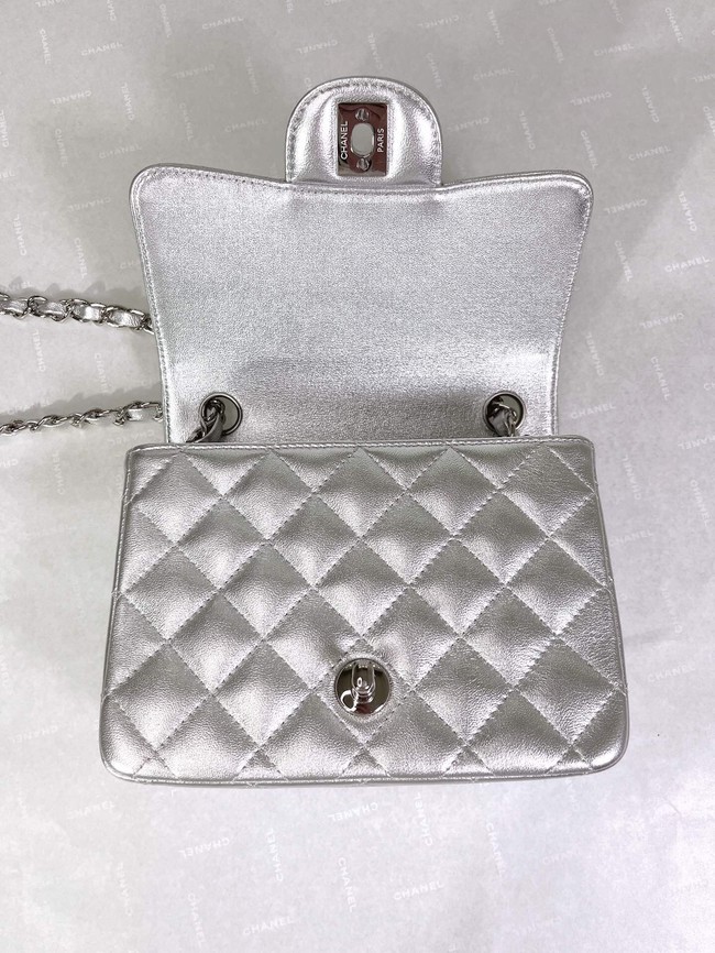 Chanel Flap Lambskin Shoulder Bag A01115 silver