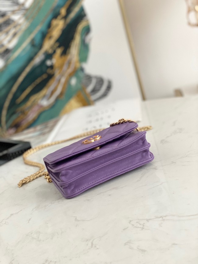 Chanel Flap Lambskin small Shoulder Bag 81185 purple