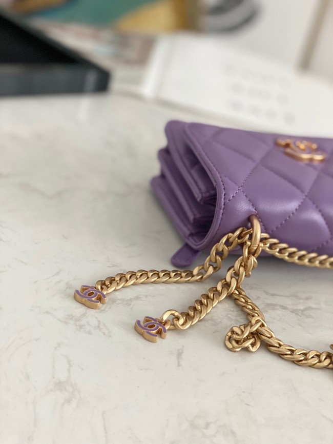 Chanel Flap Lambskin small Shoulder Bag 81185 purple