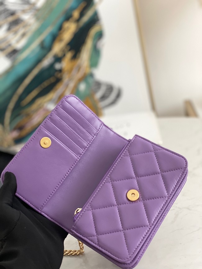 Chanel Flap Lambskin small Shoulder Bag 81185 purple