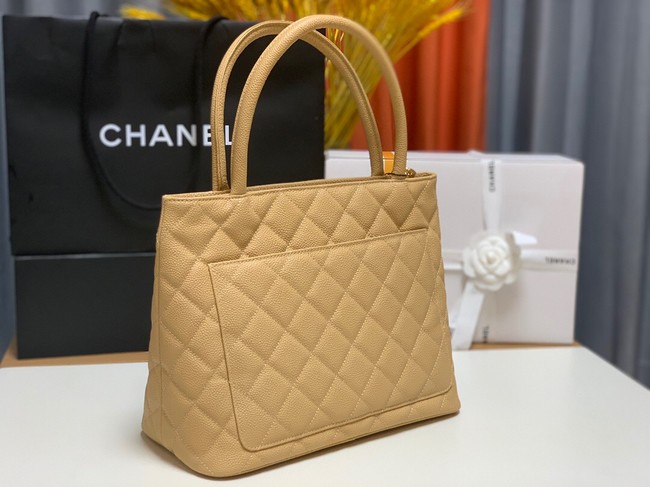 Chanel Tote Bag Grained Calfskin&Gold-Tone Metal AS1804 apricot