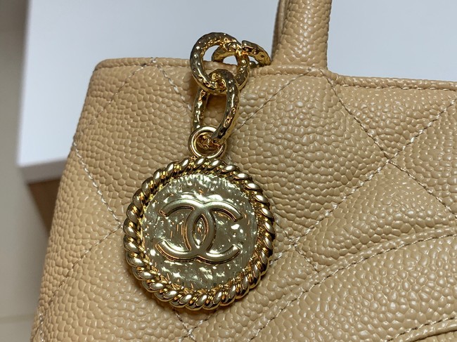 Chanel Tote Bag Grained Calfskin&Gold-Tone Metal AS1804 apricot