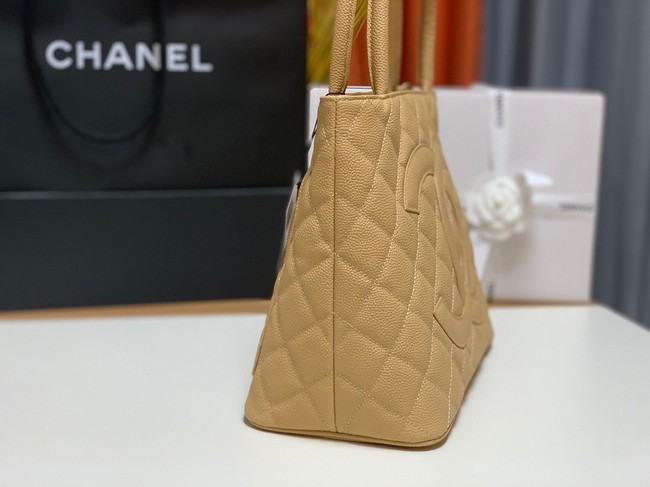 Chanel Tote Bag Grained Calfskin&Gold-Tone Metal AS1804 apricot