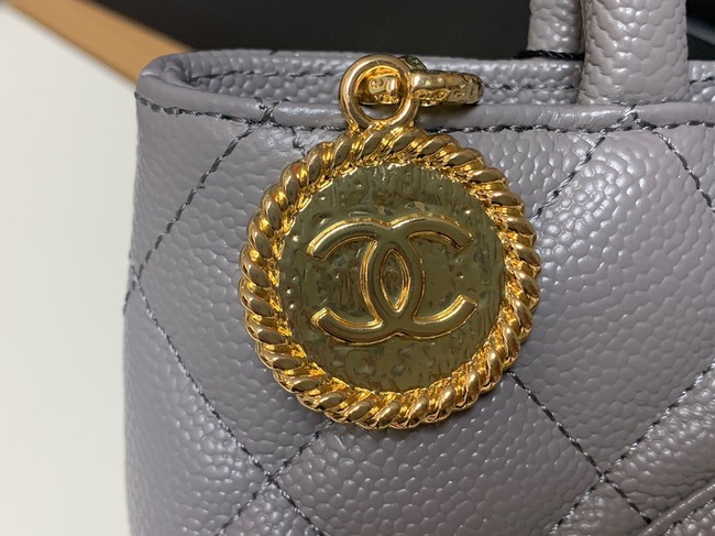 Chanel Tote Bag Grained Calfskin&Gold-Tone Metal AS1804 gray