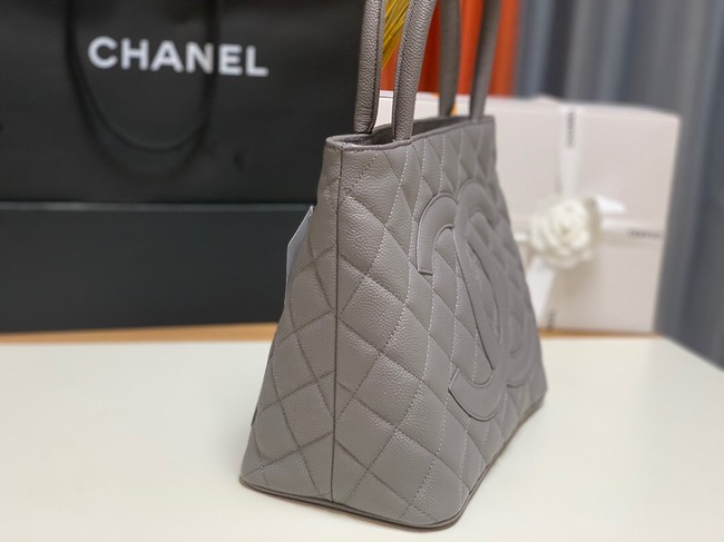 Chanel Tote Bag Grained Calfskin&Gold-Tone Metal AS1804 gray