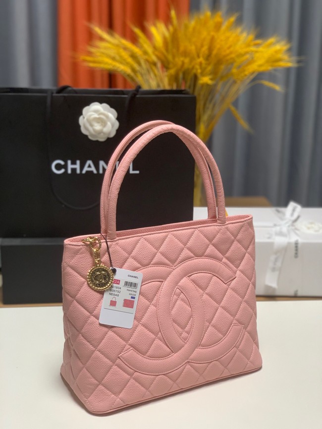 Chanel Tote Bag Grained Calfskin&Gold-Tone Metal AS1804 pink