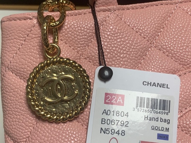 Chanel Tote Bag Grained Calfskin&Gold-Tone Metal AS1804 pink