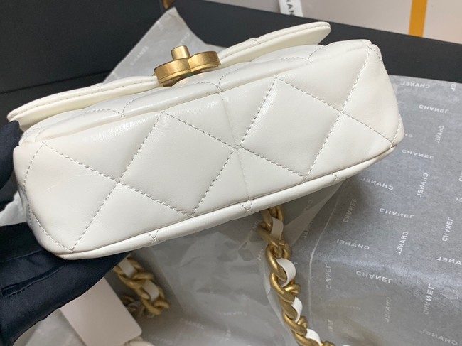 Chanel mini Shoulder Bag Lambskin&Gold-Tone Metal AS3205 white