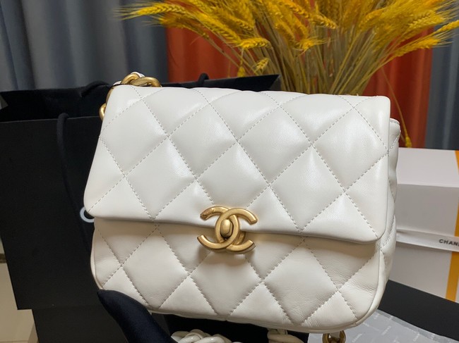 Chanel mini Shoulder Bag Lambskin&Gold-Tone Metal AS3205 white