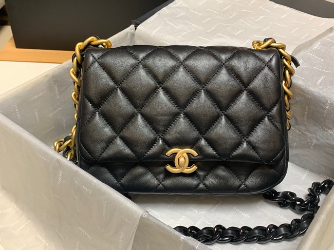 Chanel small Shoulder Bag Lambskin&Gold-Tone Metal AS3206 black