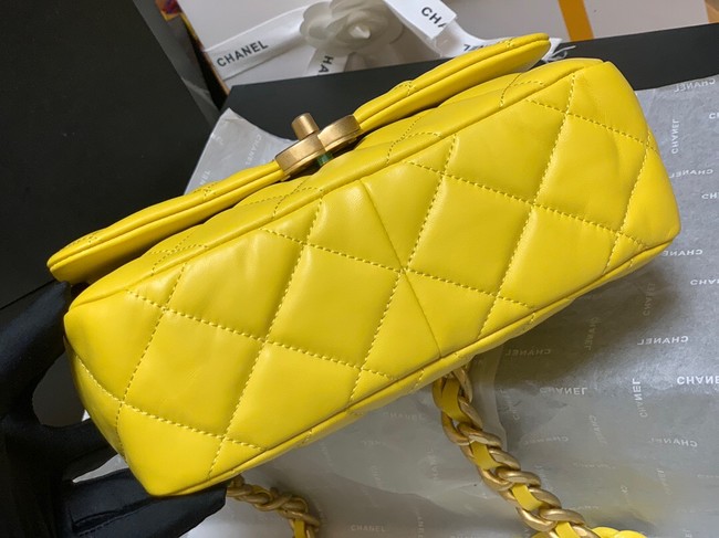 Chanel small Shoulder Bag Lambskin&Gold-Tone Metal AS3206 yellow