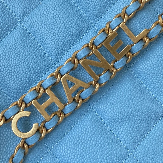 Chanel Shoulder Bag Grained Calfskin&Gold-Tone Metal AS3223 blue