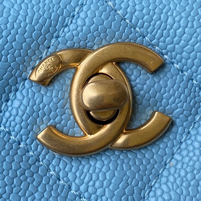 Chanel Shoulder Bag Grained Calfskin&Gold-Tone Metal AS3223 blue