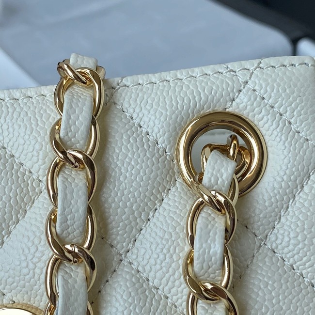 Chanel mini Shoulder Bag Grained Calfskin&Gold-Tone Metal AS3176 white