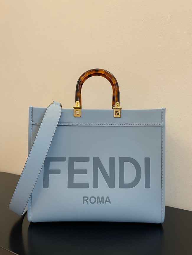 Fendi Sunshine Medium Light blue leather shopper 8BH386A