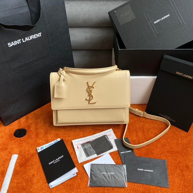 Yves Saint Laurent SUNSET MEDIUM CHAIN BAG IN SMOOTH LEATHER 442906 DARK BEIGE