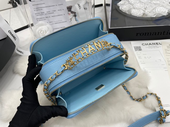 CHANEL HANDBAG Grained Calfskin&Gold-Tone Metal AP3222 blue