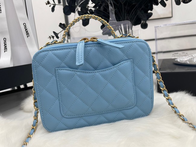 CHANEL HANDBAG Grained Calfskin&Gold-Tone Metal AP3222 blue