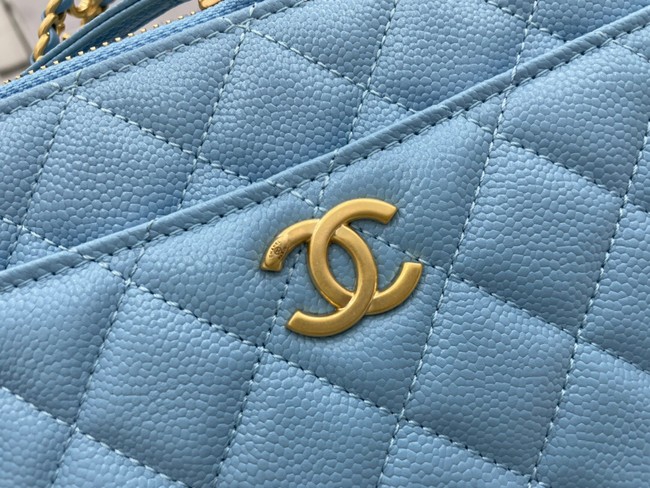 CHANEL HANDBAG Grained Calfskin&Gold-Tone Metal AP3222 blue