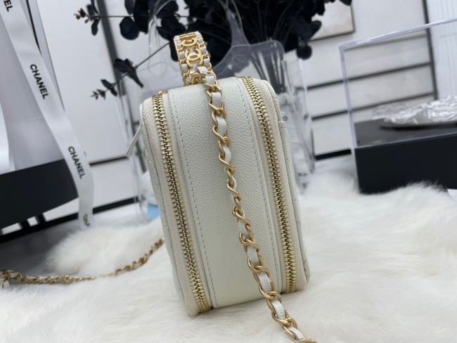 CHANEL HANDBAG Grained Calfskin&Gold-Tone Metal AP3222 white