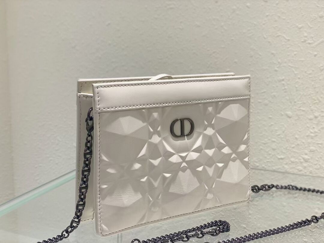 DIOR MINI BOBBY BAG Cannage Calfskin C2806 white