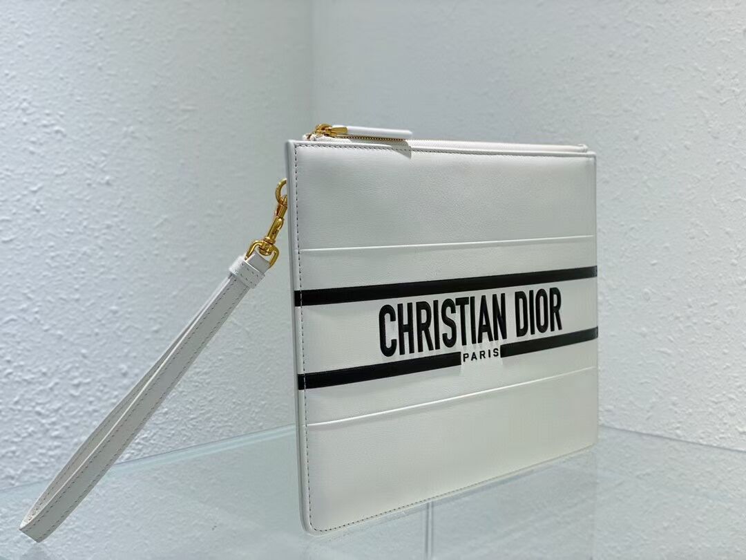 Dior Calfskin Cluth Bag C9181 white