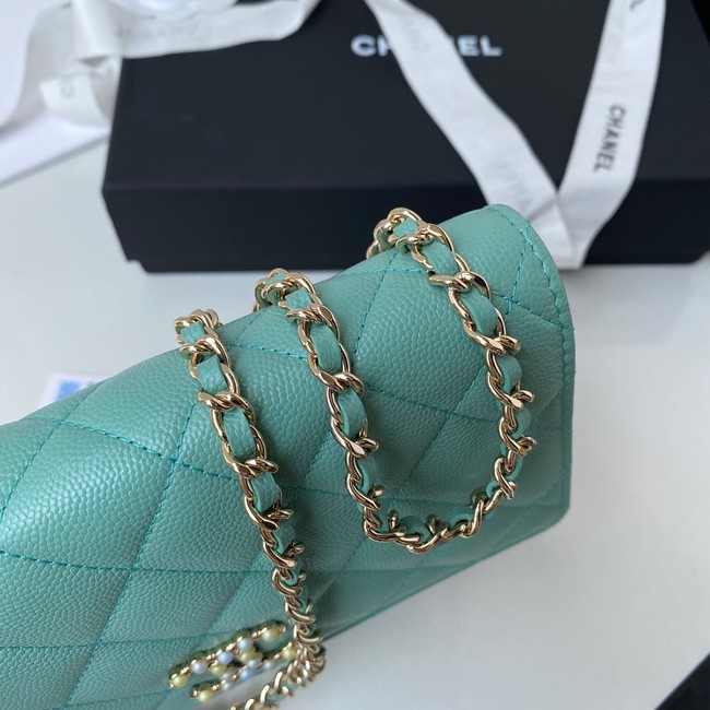 Chanel Grained Calfskin small Shoulder Bag AP33814 green 