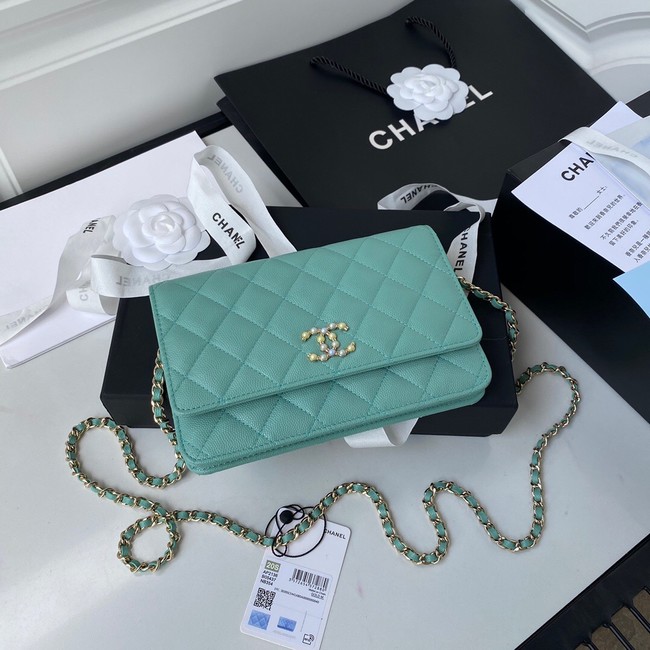 Chanel Grained Calfskin small Shoulder Bag AP33814 green 