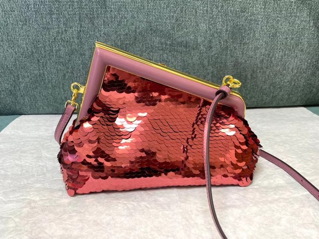 Fendi First Small sequinned bag 8BP129 red