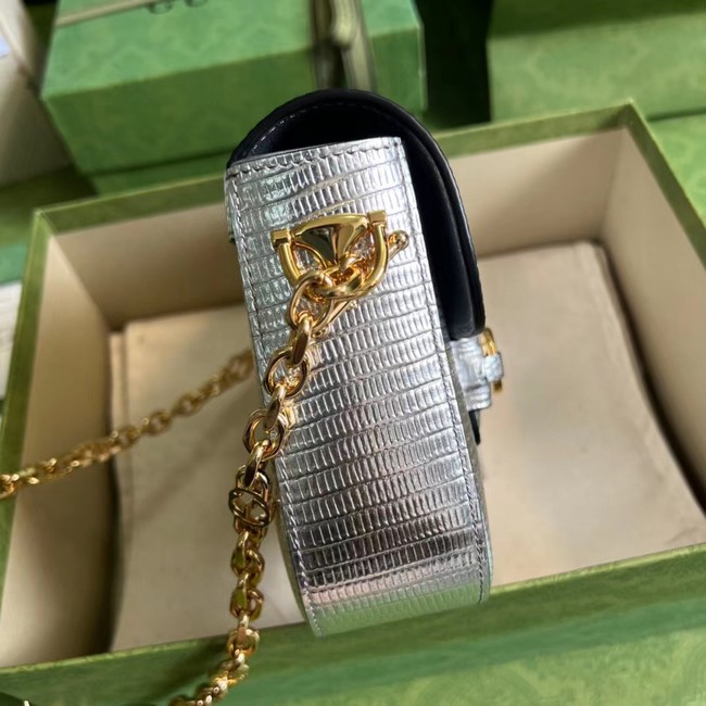 Gucci Horsebit 1955 lizard mini bag 675801 Silver