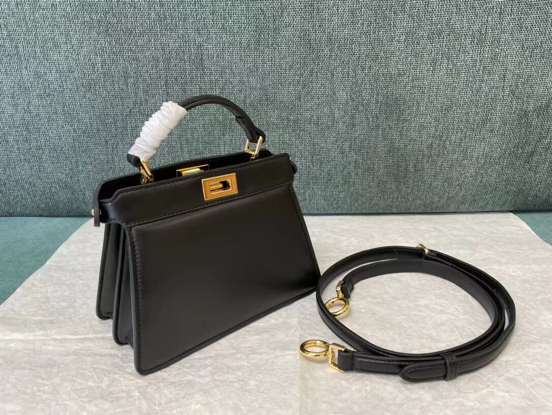 Fendi Peekaboo ISeeU mini leather bag 8BR3118 black