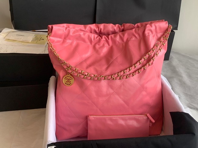 CHANEL 22 HANDBAG Shiny Calfskin & Gold-Tone Metal AS3262 pink