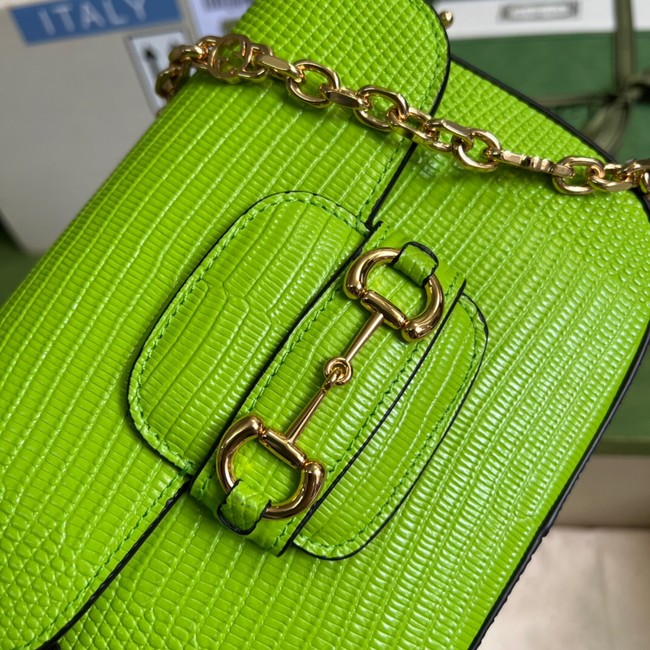 Gucci Horsebit 1955 lizard mini bag 675801 Fluorescent green