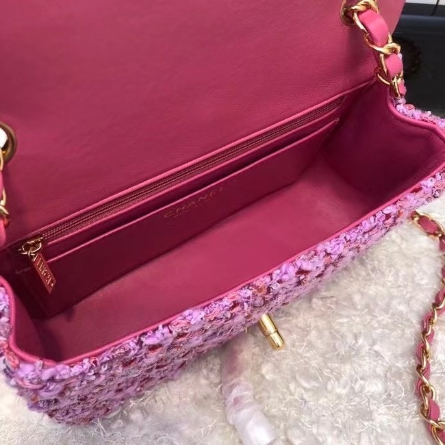 Chanel CLASSIC HANDBAG A01116 Dark Pink& gold