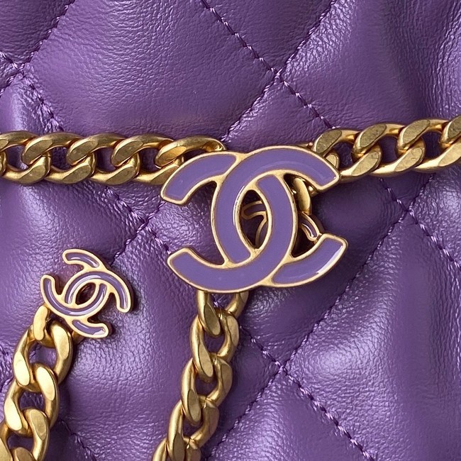 Chanel Drawstring Bag & Gold Metal AS3117 purple