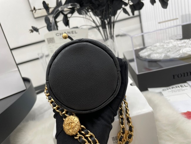 Chanel Drawstring Bag & Gold Metal A68081 black