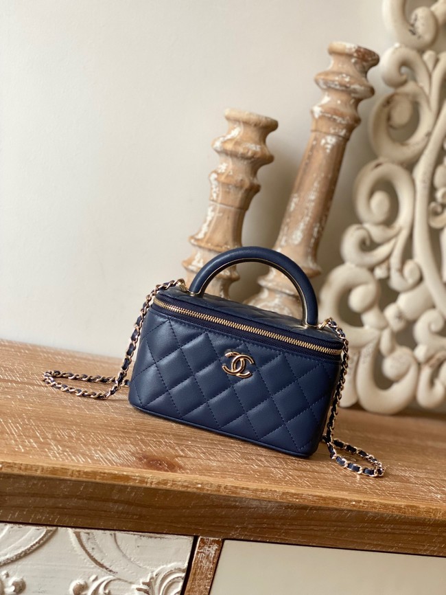 Chanel mini Shoulder Bag Lambskin & Gold-Tone Metal 81208 dark blue